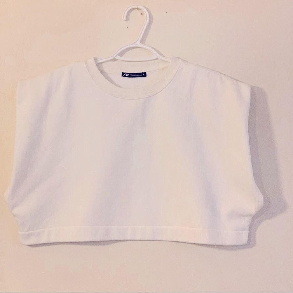 Zara Cropped Sweatshirt Top Sleeveless Sz Small Gorgeous